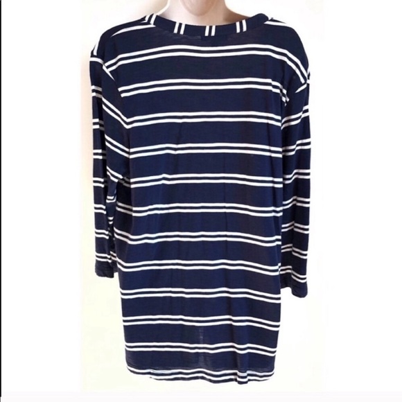 🆕 GAP striped 3/4 sleeve popover blouse top XL - Picture 2 of 8